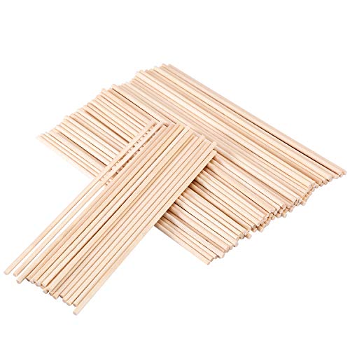 Senkary Wooden Dowel Rods 1/8 x 6 Inch Unfinished Natural Wood Craft Dowel Rods, 100 Pieces - WoodArtSupply