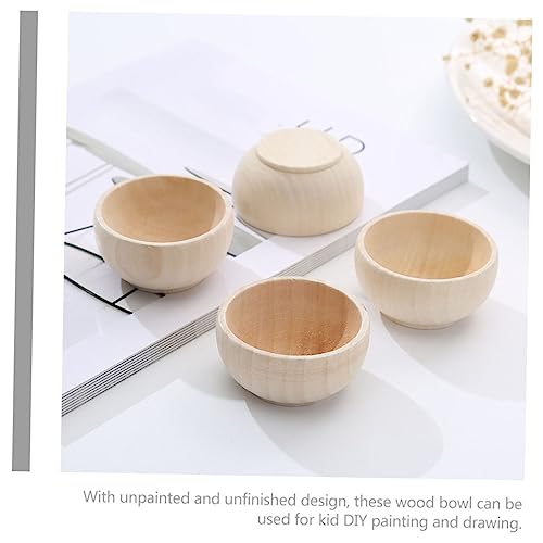 EXCEART 5 Pcs Wooden Bowl Woody Doll Accessories Mini Candle Wooden Peg Doll DIY Wood Bowls Mini Wood Bowls Wooden Unfinished Crafts Bowls Wood Bowls EXCEART