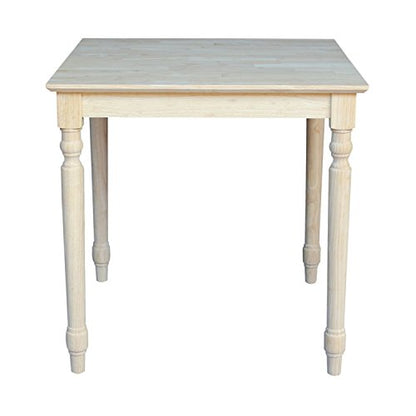 International Concepts Square Solid Wood Top Table with Turned Legs, 30-Inch