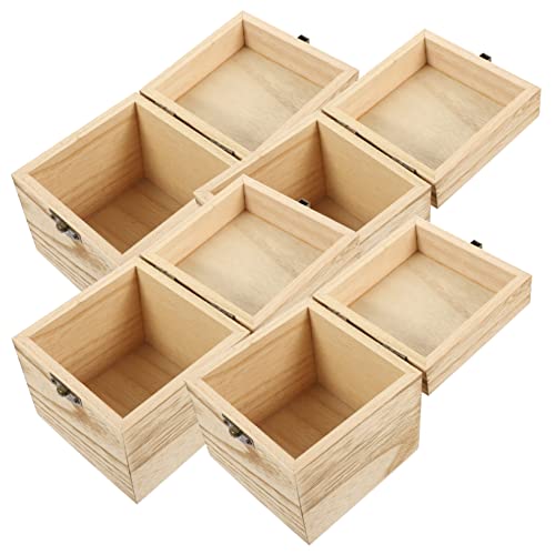 VILLCASE 4pcs Box Wooden Gift Box Wooden Trinket Chest Unfinished Treasure Chest Snack Containers Locker Decorations Snack Food Gifts Photo Gifts VILLCASE