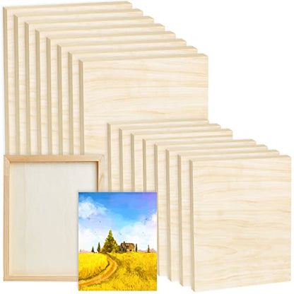 16 Pack Unfinished Wood Canvas Boards Blank Wooden Painting Panels Bulk for Deep Cradle Boards Painting Drawing Pouring Arts, Crafts, Paints and More
