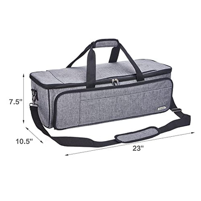 HOMEST Carrying Case for Cricut with Multi pockets for 12x12 Mats, Large Front Pocket for Accessories, Grey (Patent Design) - WoodArtSupply