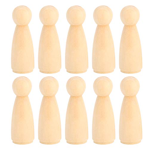 zjchao Wooden Peg Doll Bodies, 10pcs 65mm Unfinished People Shapes Wooden People Bodies Angel Dolls for DIY Craft, Female - WoodArtSupply