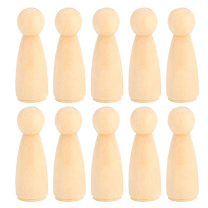 zjchao Wooden Peg Doll Bodies, 10pcs 65mm Unfinished People Shapes Wooden People Bodies Angel Dolls for DIY Craft, Female - WoodArtSupply