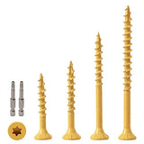 LIONMAX Wood Screws Assortment Kits 4Size 420PCS, Deck Screws 1-1/4", 1-1/2", 2", 2-1/2", Star Drive Screws with Coarse Thread, Tan Coated for LIONMAX