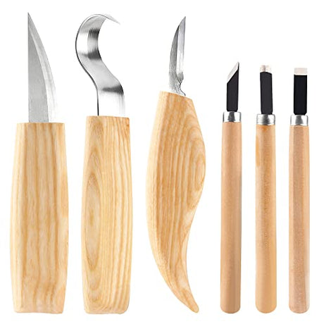 Wood Whittling Kit 6PCS Professional and High Performance Stainless Steel Tools Set for Beginner Carving for Adults and Kids Beginners Wood Carving BUIYLV