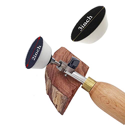 Bowl Sander, Sanding Tool for Woodworking, With 2 Inch and 3inch Hook and Loop Sanding PU Pad and 11.8 Inch Long Hardwood Handle, Total 100 Pcs XQ_PJDX