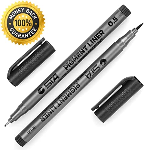 Micro-Pen Fineliner Ink Pens, 12 Pack Black Micro Fine Point