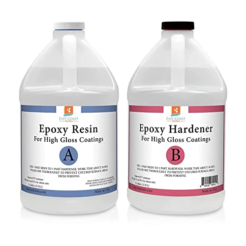 Epoxy Resin 2 Gallon Kit | 1:1 Resin and Hardener for High Gloss Coatings | for Bars, Table Tops, Flooring, Art, Bonding, Filling, Casting | Safe for East Coast Resin