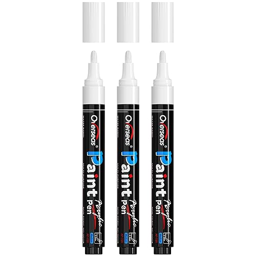 Overseas White Paint Pens Paint Markers - Permanent Acrylic Markers 3 Pack, Water Based, Quick Dry, Waterproof Paint Marker Pen for Rock, Wood, Overseas