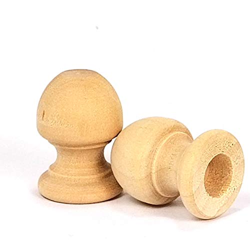 Mylittlewoodshop Package of 6 - Finial Dowel Cap - 1-1/16 Tall by 3/4 inch Wide with 3/8 Hole Unfinished Wood (WW-DC8043) Unique Wood Shapes