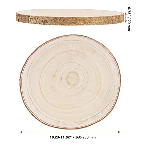 LEXININ 6 Pack 10-11 Inches Natural Wood Slices, 25-28cm Unfinished Wooden Log Slices, Round Large Wood Circles for Weddings, Table Centerpieces, LEXININ