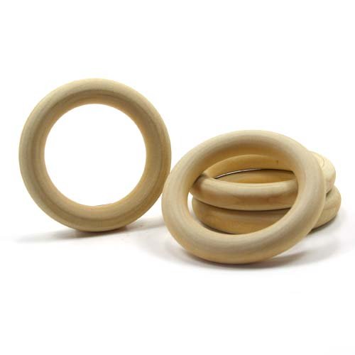 Mylittlewoodshop Pkg of 12 - Ring - 1-1/2 inch outside diameter with 3/4 inches inside diameter and 3/8 inches thick unfinished wood (WW-TR0400-12) Unique Wood Shapes