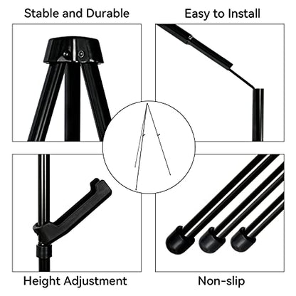 Instant Display Easel Stand - 63" Tripod Collapsible Portable Artist Floor Easel - Easy Folding Telescoping Adjustable Art Poster Metal Stand for - WoodArtSupply