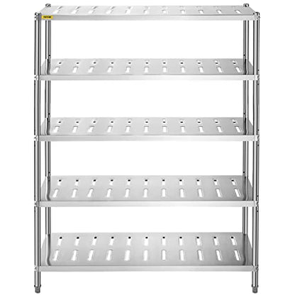 VEVOR Storage Shelf, 5-Tier Storage Shelving Unit, Stainless Steel Garage Shelf, 59.1 x 17.7 x 70.9 inch Heavy Duty Storage Shelving, 661 Lbs Total - WoodArtSupply