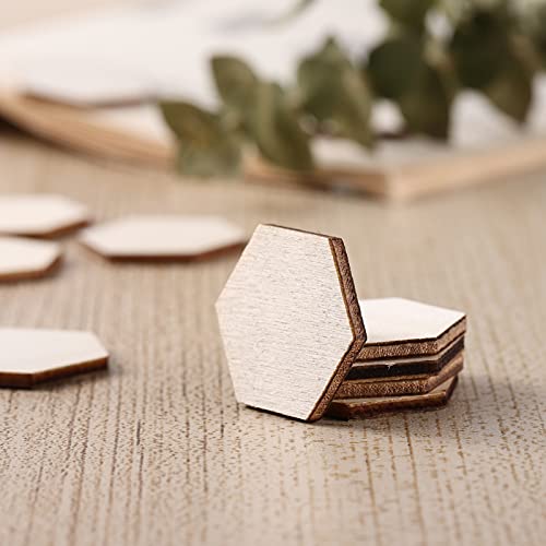 Healifty 100pcs Hexagon DIY Wood Ornaments Small Wood Hexagon Blank Slices Hexagon Wood Shapes 2 inch Unfinished Wood hex Honeycomb Wood Chips DIY Healifty