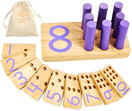 Counting Peg Board | Montessori Math and Numbers for Kids | Wooden Math Manipulatives Materials Montessori & Me