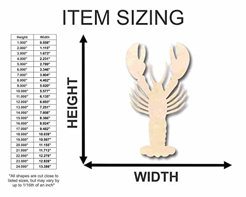Unfinished Wood Lobster Shape - Ocean - Nursery - Craft - up to 24" DIY 6" / 1/8" 24 Hour Crafts