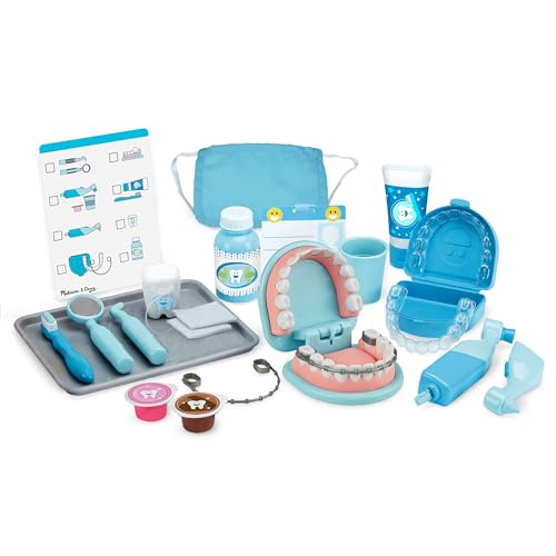 Melissa & Doug Super Smile Dentist Kit With Pretend Play Set of Teeth And Dental Accessories (25 Toy Pieces) - Pretend Dentist Play Set, Dentist Toy, Melissa & Doug