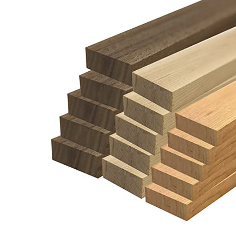 Exotic Wood Zone's 3/4" x 2" x 24" Combination of 5 Walnut, 5 Cherry, and 5 Maple - 15 Boards per Box Exotic Wood Zone