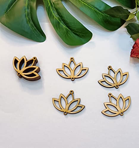 30pcs of Lotus Shape Cutout Wood Earrings Blanks,DIY Unfinished Laser Cut Crafts,Wood Jewelry Accessories (2'') - WoodArtSupply