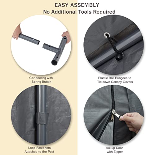 Gardesol Carport, 12'x20' Extra Large Heavy Duty Carport with Roll-up Ventilated Windows, Portable Garage with Removable Sidewalls & Doors for Car, Gardesol