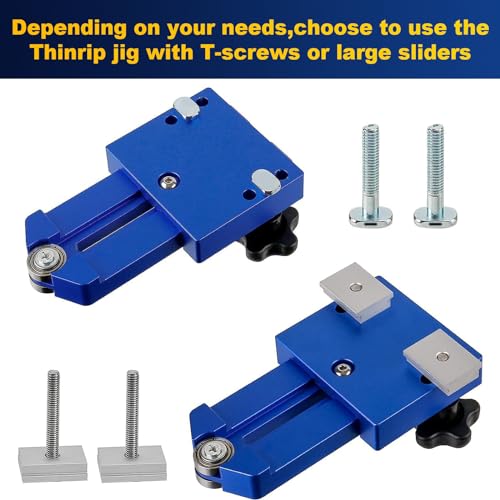 TRAVEANT Thin Rip Jig, Table Saw Jig Guide for Repeat Narrow Strip Cuts Works with Table Saw Router Table Band Saw - Extended Version (Klein Blue) Traveant