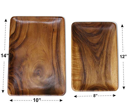 Wrightmart Wooden Trays, Set of 2, Decorative Rustic Food, Fruit, and Snack, Charcuterie-Appetizer Servers – Perfect Kitchen, Ottoman or Coffee Table WRIGHTMART