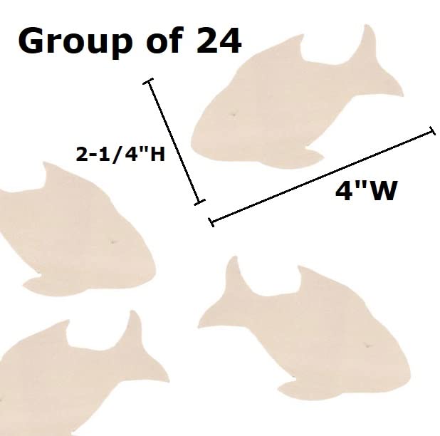 Pack of 24 Unfinished Wood Fish Cutouts by Factory Direct Craft - Fish Blank Wooden DIY Shapes for Scouts, Camps, Vacation Bible School, & Birthday - WoodArtSupply