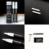 White Liquid Chalk Markers Erasable - 2PK 3mm Fine Tip Chalk Markers Chalk Pens - Chalkboard Markers Bistro Chalk Marker Glass Window Markers - Glass SAVVY & SORTED
