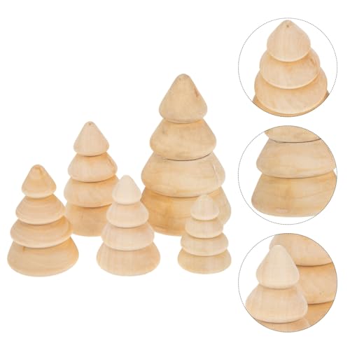 COHEALI 5Pcs Unfinished Wood Miniature Trees,Unfinished Wooden Christmas Trees,Mini Wooden Christmas Trees,Wooden Trees for Crafts - WoodArtSupply