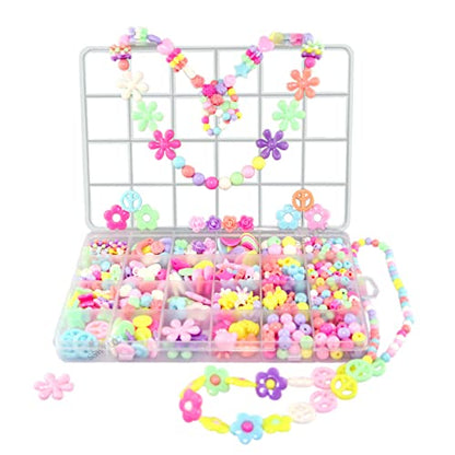 Jewelry Making kit Beads for Bracelets Making kit for Girls. 500+ Pieces Variety Shapes and Colors Perfect Toys for Girls Kids Age 4-6-8-10-12