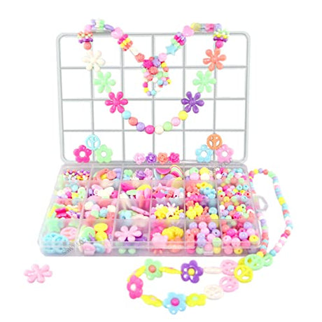 Jewelry Making kit Beads for Bracelets Making kit for Girls. 500+ Pieces Variety Shapes and Colors Perfect Toys for Girls Kids Age 4-6-8-10-12 DAZZLINGKIT