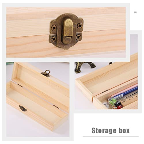 Zerodeko Jewelry Gift Boxes 2 Pcs Unfinished Wood Box with Clasp Wood Pencil Box Unpainted Artist Tool and Brush Storage Box Jewelry Trinket Box for Zerodeko