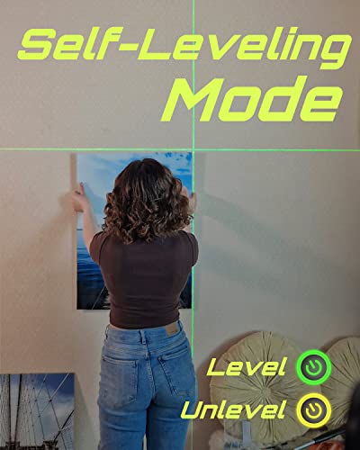LASGOO Laser Level Self Leveling, Green Cross Laser Line with Vertical and Horizontal for Picture Hanging and Construction, Magnetic Rotating Stand LASGOO