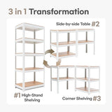 HOMEDANT House 5 Tier 24.4" W Laminated Metal Shelving Unit Adjustable Storage Utility Rack Heavy Duty Shelves Organization Multipurpose Shelf HOMEDANT