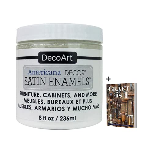 DecoArt Americana Decor- 8oz Pure White Satin Enamels Paint, Satin Acrylic Paint for Wall Decor Home Decor Kitchen Decor Wall Art- Home Furniture DecoArt
