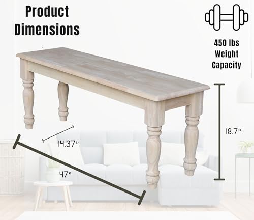 International Concepts Farmhouse Bench, Unfinished IC International Concepts