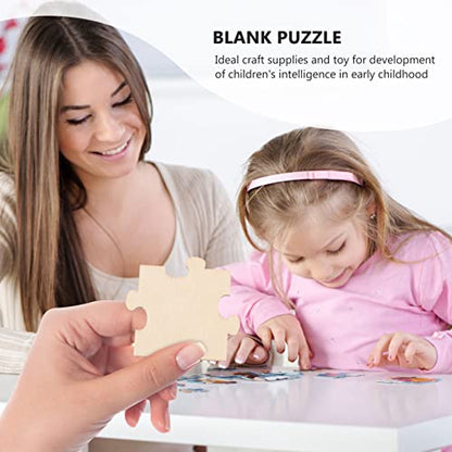 Toddmomy Blank Wooden Puzzle, 100Pcs Unfinished Wooden Puzzle DIY Blank Puzzle Wood Puzzle Pieces for Kids Crafts, Arts, Classroom Activities,