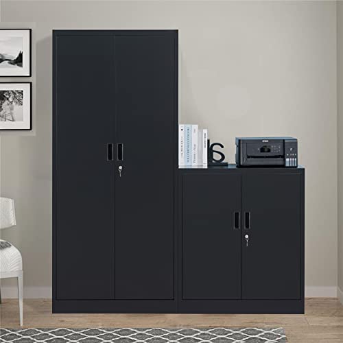 CJF Metal Storage Cabinets with Shelves and Doors, Steel Locking Storage Cabinet for Home Office, Garage, Utility Room and Basement, 36.2" H x 31.5" - WoodArtSupply