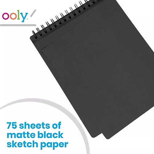 OOLY, DIY Cover Sketchbook, 5 x 7.5 Inches, Black Paper Sketchbook, Drawing Book for Kids, Adults, Students, and Artists, Great Drawing Pad for Gel Ooly
