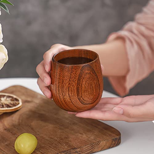 Hiceeden 6 Pack Wooden Tea Cups, 5 Oz Japanese Tea Cups Handmade Natural Wood Water Cup for Drinking, Wine, Milk, Coffee, (100-200ML) Hiceeden