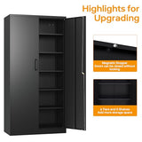 STANI Metal Garage Storage Cabinet with Lock, 71" Steel Lockable File Cabinet, Locking Steel Storage Cabinet with 4 Adjustable Shelves for Home, STANI