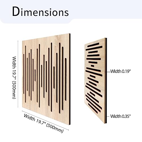 Olanglab Acoustic Wood Wall Panels, 2 Pack 19.6"x19.6" Sound Dampening Panels Polyester Fiber, Oak Plywood Acoustic Diffuser Panel, Self Adhesive 3D - WoodArtSupply