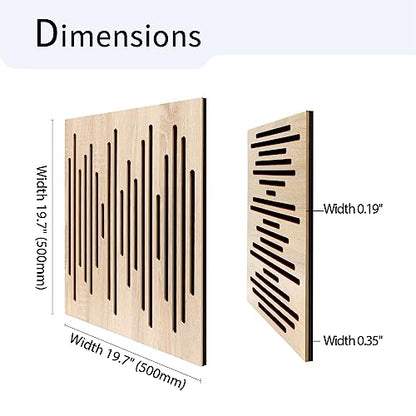 Olanglab Acoustic Wood Wall Panels, 2 Pack 19.6"x19.6" Sound Dampening Panels Polyester Fiber, Oak Plywood Acoustic Diffuser Panel, Self Adhesive 3D - WoodArtSupply