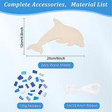 WEBEEDY Make 2 Dolphin Glass Mosaic Kit Creativity DIY Mosaic Glass Kit for Kids Adults Include Glass Mosaic Tiles, Wooden Chips, Ribbon WEBEEDY