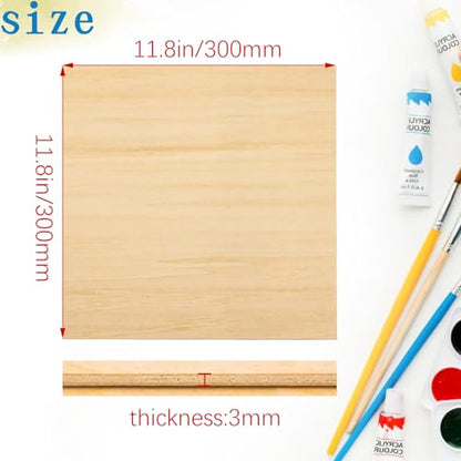 Basswood Sheets 1/8" - 3mm Plywood Sheets, 12 x 12 Inch Basswood Unfinished for Crafts, Laser Cutting, Engraving, DIY Arts, Drawing(20 Pack)