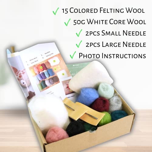 Woolbuddy Needle Felting Kit, Sea Animal Felting Kits for Beginners Adults and Kids, Craft for Adults, DIY, Needle Felting Supplies Included, Wool Woolbuddy