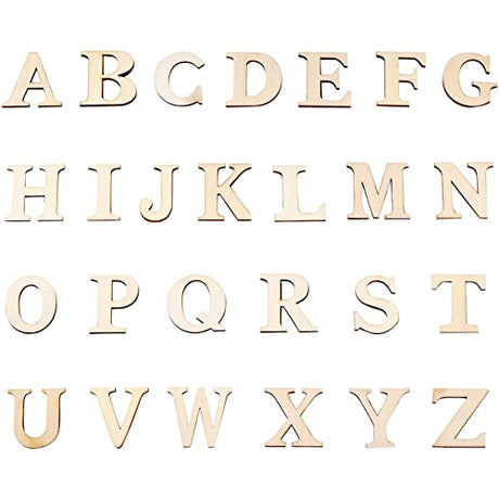 Hicarer 52 Pieces 1.8 Inch Capital Wooden Letters, Wood Alphabet Letters for Crafts, Wood Letters Sign Decoration, Unfinished Wooden Craft Letters Hicarer