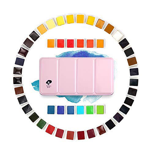 Paul Rubens Artist Grade Watercolor Paint, 48 Colors Solid Cakes with Portable Metal Box for Artists, Beginners, Hobbyists, Students Paul Rubens
